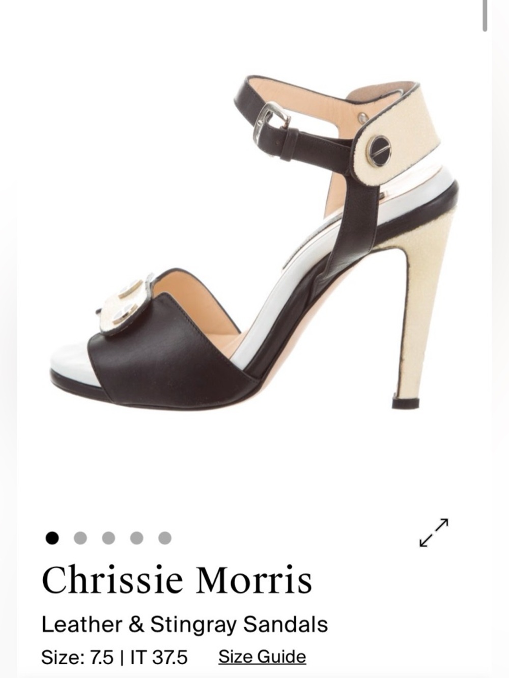Chrissie Morris Black & Cream Leather High Heel Sandals